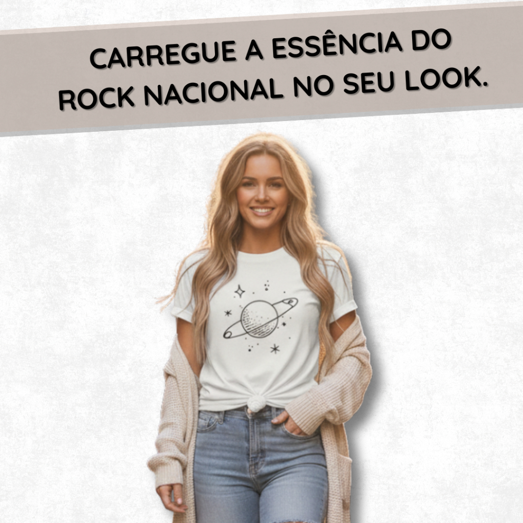 Camiseta Feminina Algodao Basica Saturno Planeta Espacial Primavera Conforto Qualidade Luxo Premium