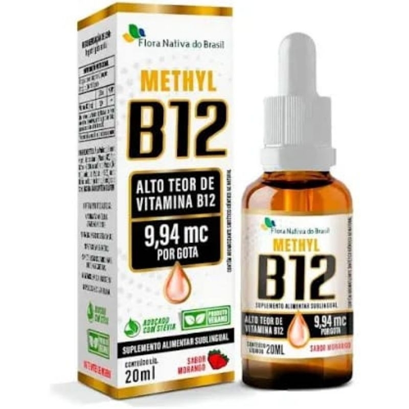 Vitamina B12 Methyl  em Gotas sabores morango,uva.