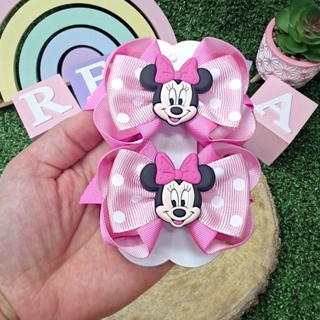 Par de Laços Minnie Rosa Parzinho de laço no bico de pato em Oferta na Shopee
