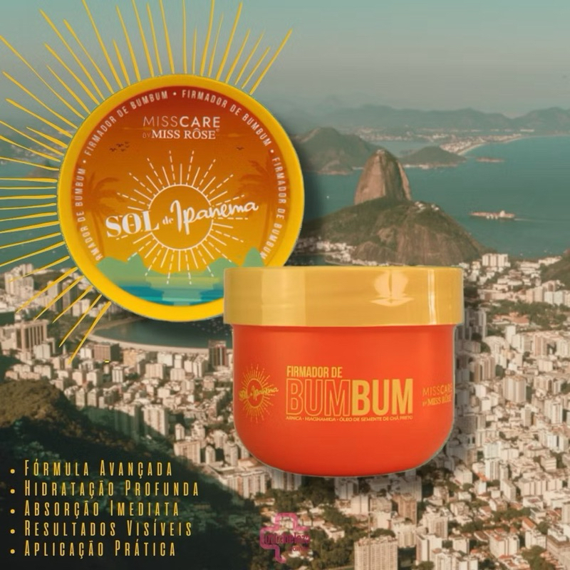 Creme Firmador de Bumbum Miss Rose Sol de Ipanema Esfoliante Corporal Remove Estrias Celulites 200g