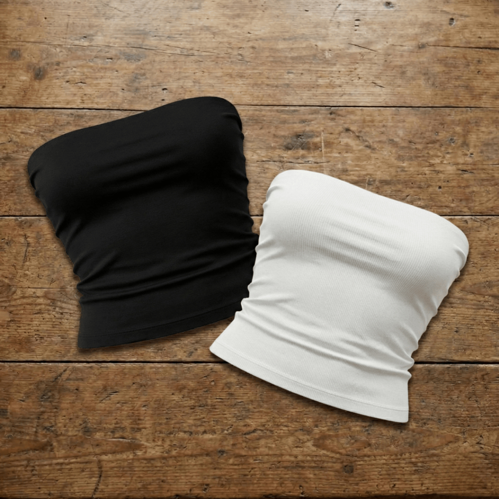 Kit 2 Top Tube Feminino Cropped Faixa Minimalista Moda Casual Blogueira Conforto Look do Dia a Dia