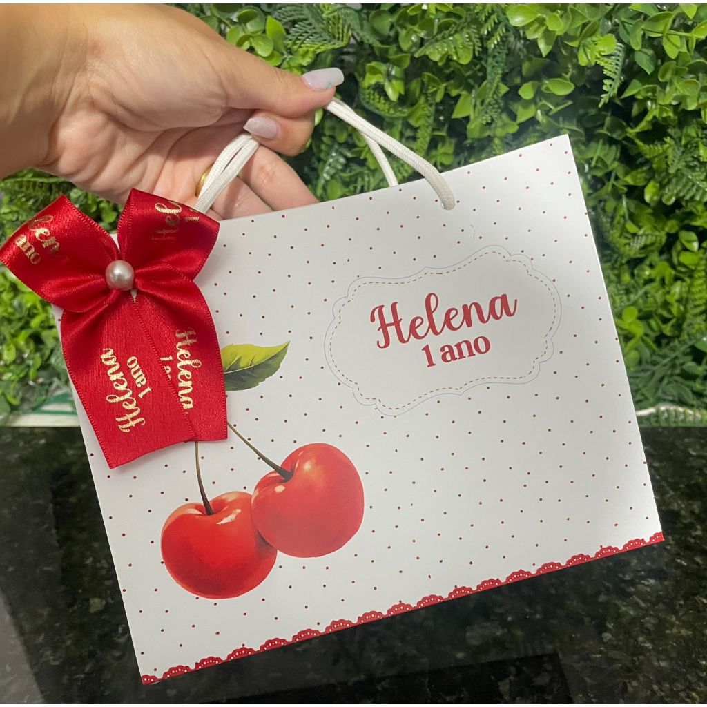 Sacolinha Surpresa Personalizada Cerejinha | Lembrancinhas | Festa Aniversário | Lancheirinha