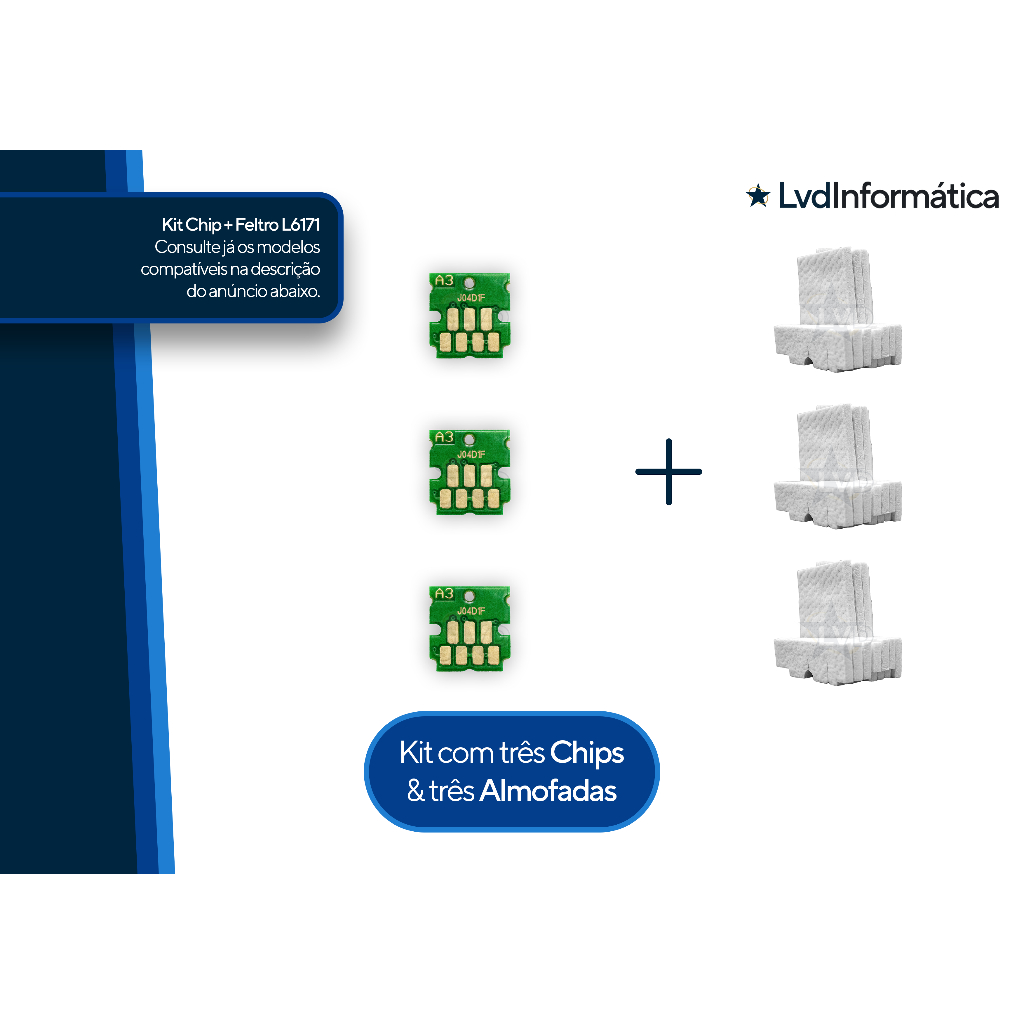 Kit almofadas + Chips compatível Epson T04D1 L6171 L6270 L6490 L6171 L14150 M2170