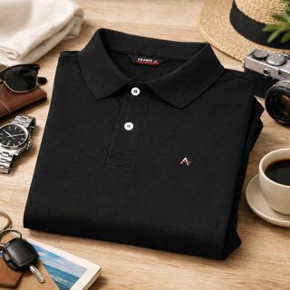 Camisa Polo Social Preta Masculina Básica Algodão Premium Piquet Casual em Oferta na Shopee