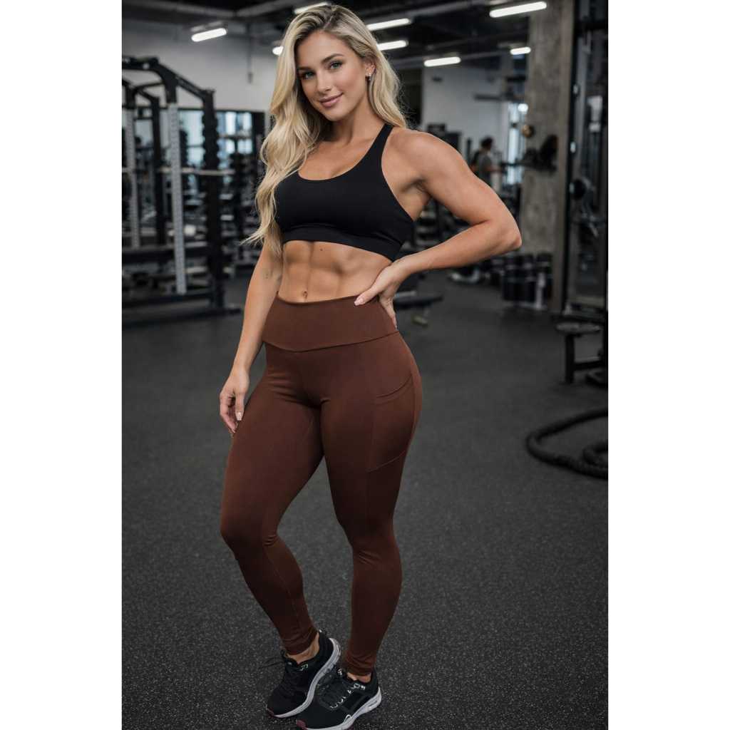 Calça Legging com Bolso Lateral ZERO TRANSPARÊNCIA Fitness Academia Treino Crossfit Cintura Alta