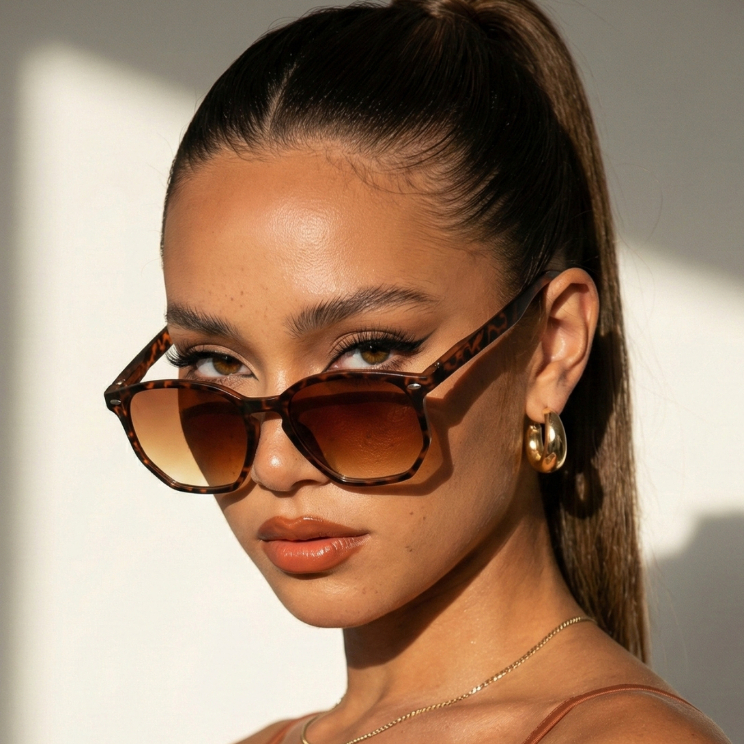 Oculos de Sol Hexagonal Tartaruga Original Premium Blogueira Tendencia Classico uv400 Feminino em Oferta na Shopee