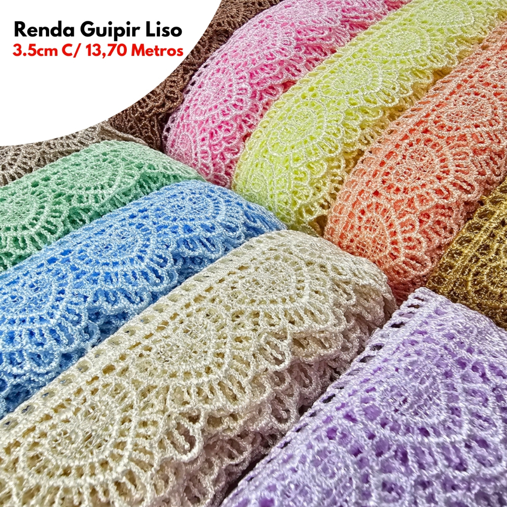 Renda Guipir CA-7085 3,5 Cm C/13,7 Metros - Guipir Para Bordado Renda Chl Cor Lisa Envio Rapido em Oferta na Shopee