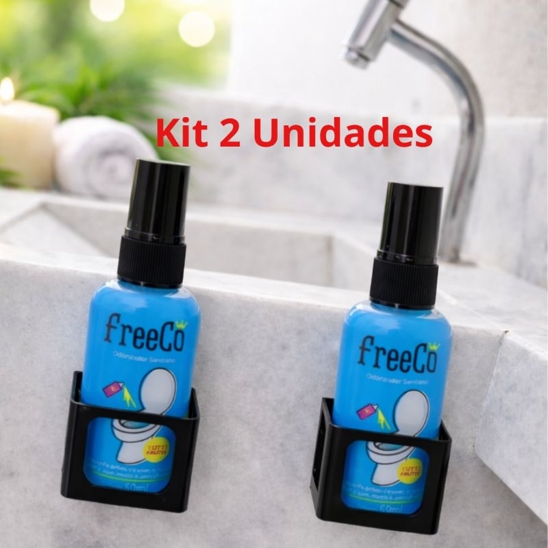 kit 2 Suporte FreeCô Parede | Porta Odorizador Sanitário | Sem Furo