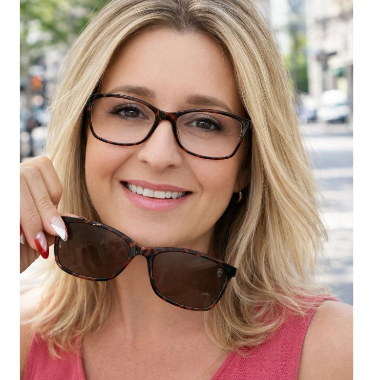 Armação Óculos Clipon 2 em 1 Marrom Tartaruga / Marrom e Preta Pequena em Oferta na Shopee