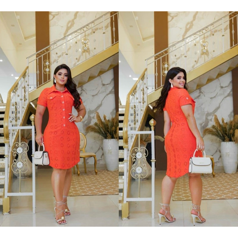 Vestido feminino elegante chemise botões funcionais vestido curto vestido gola polo vestido elegante