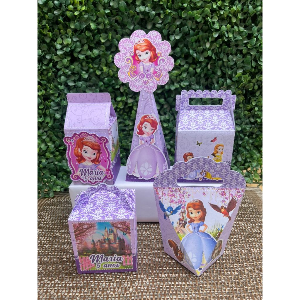 Lembrancinha personalizada Princesa Sofia caixinha aniversario kit festa mimos decoração de aniversario Princesa Sofia
