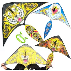2 Pipa Sortida Águia Tigre Leão Gavião Em Poliester 3d Importada + 30 Mts Linha Nylon