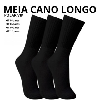 Kit Meias Cano Longo Unissex Esportiva Academia Tamanho 39 a 43 Polar Vip em Oferta na Shopee