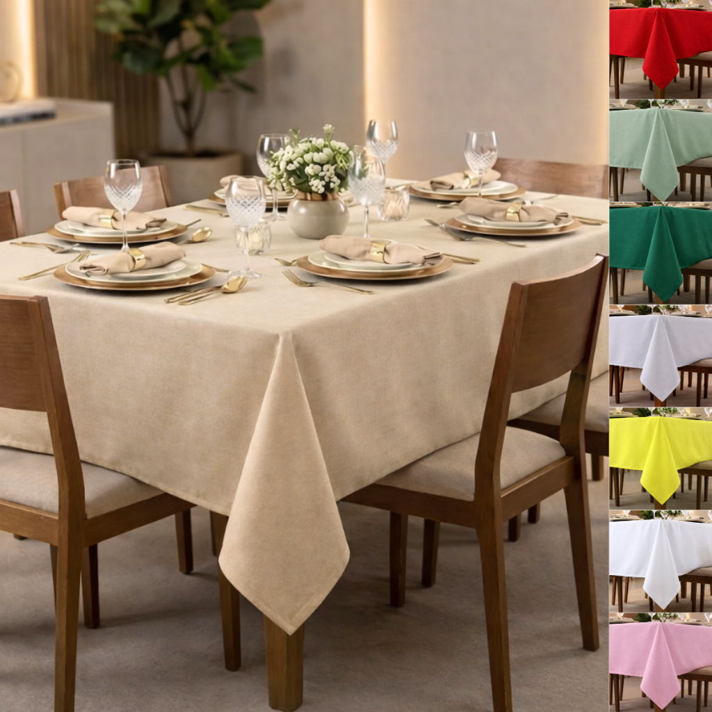 Toalha de Mesa 6 Cadeiras Lisa Retangular  6 Lugares