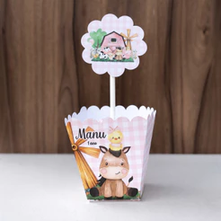 Centro de mesa personalizado da Fazendinha Rosa - Monte em casa