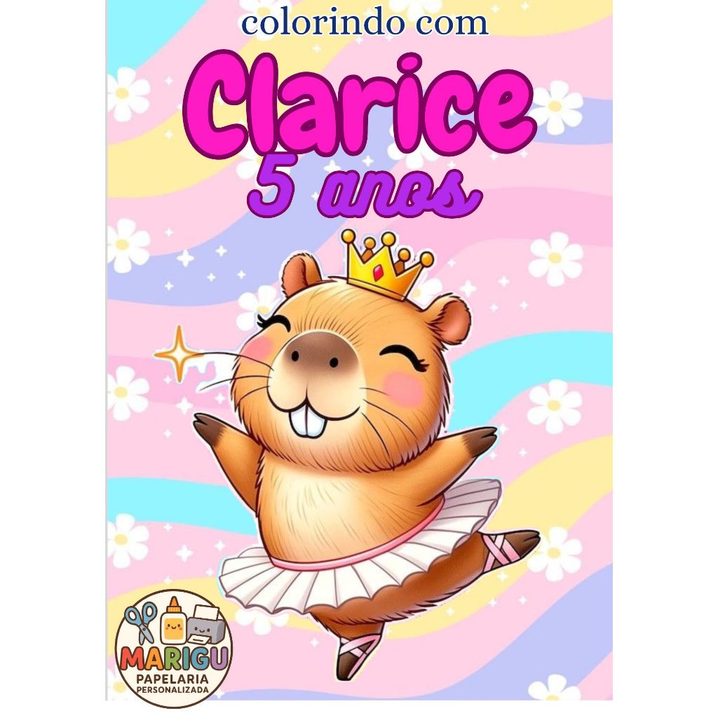 Mini Livro de colorir personalizado lembrancinha aniversario Capivara Menina Menino Capibara
