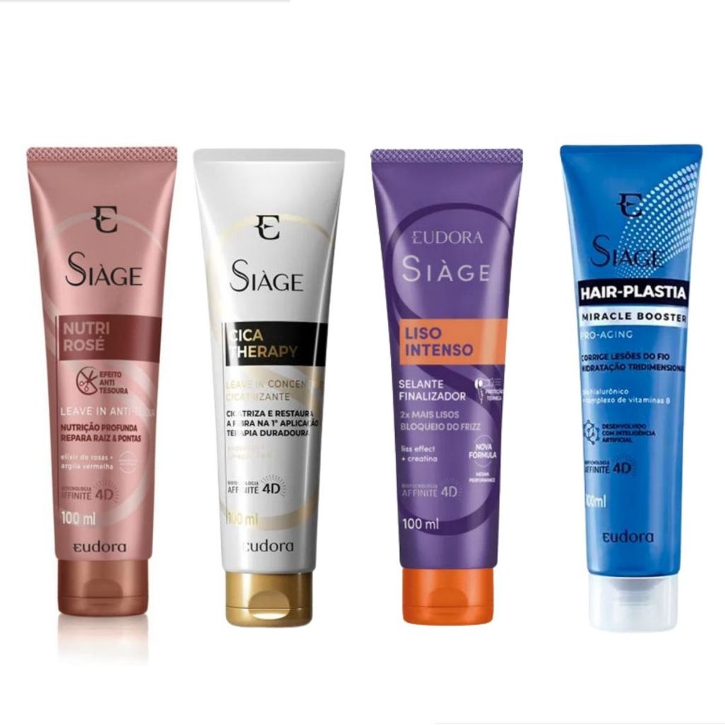 Leave In Capilar Siàge Nutri Rose Efeito Anti-tesoura 100ml/Cica Therapy/Hair Plastia Miracle Booster /Liso Intenso