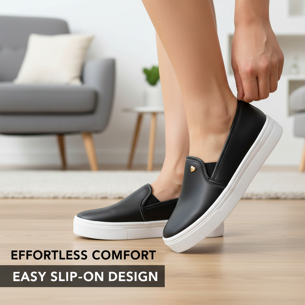 Tenis Slip On Casual Feminino Plataforma Calce Facil Oferta! em Oferta na Shopee