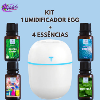 Umidificador Aromatizador com 4 Essências Hidrossolúvel|Difusor Modelo Egg 200ml em Oferta na Shopee