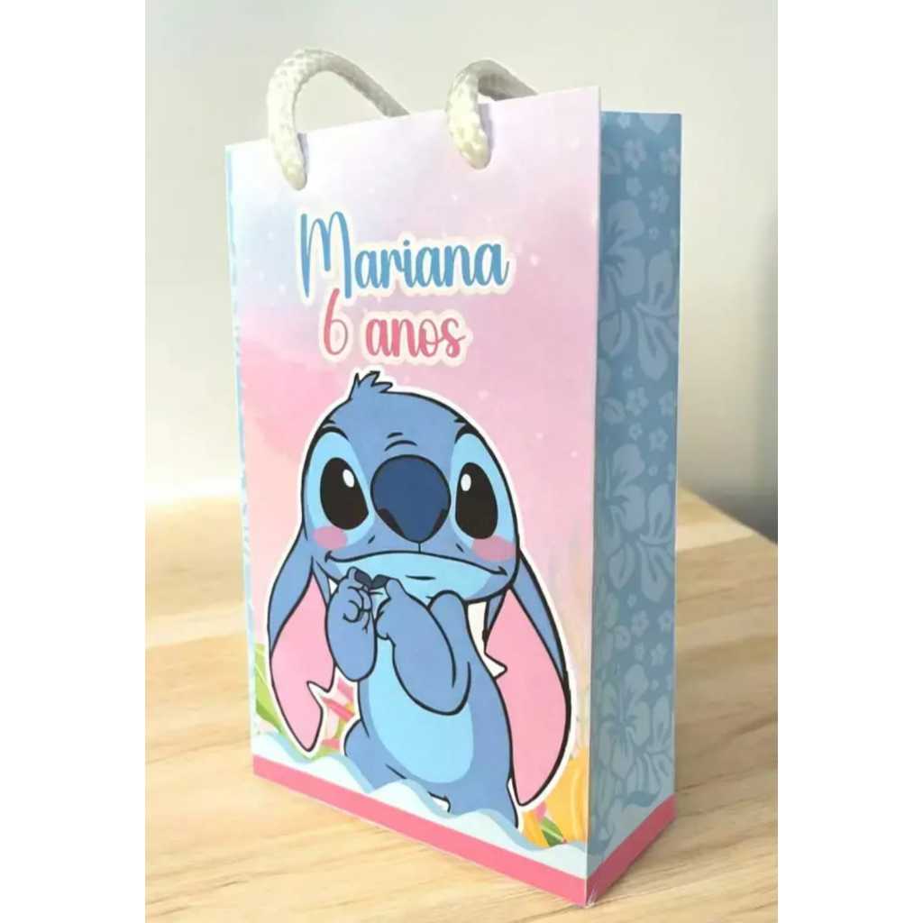 SACOLINHA PERSONALIZADA DE ANIVERSÁRIO STITCH - LEMBRANCINHA PERSONALIZADA PEGUE E MONTE
