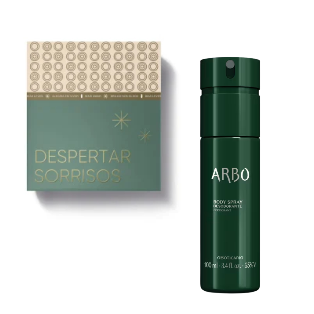 Presente O Boticário Masculino Arbo Tradicional: body spray desodorante 100ml + caixa especial + papel seda + sacola