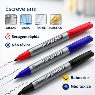 Caneta Marcador Permanente BRASFORT –Blister em Oferta na Shopee