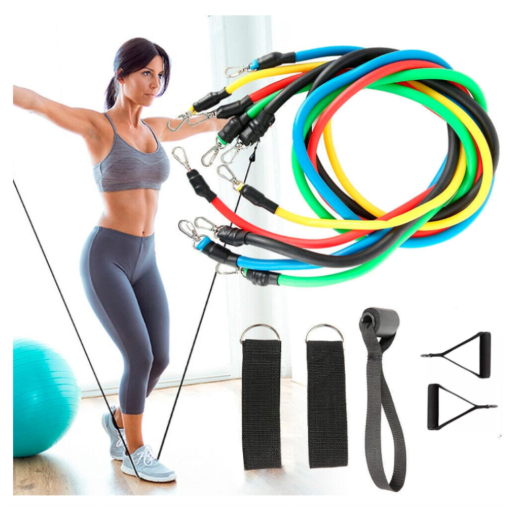 Tubing Kit 11 peças Elásticos para Exercício Extensor Funcional Fitness