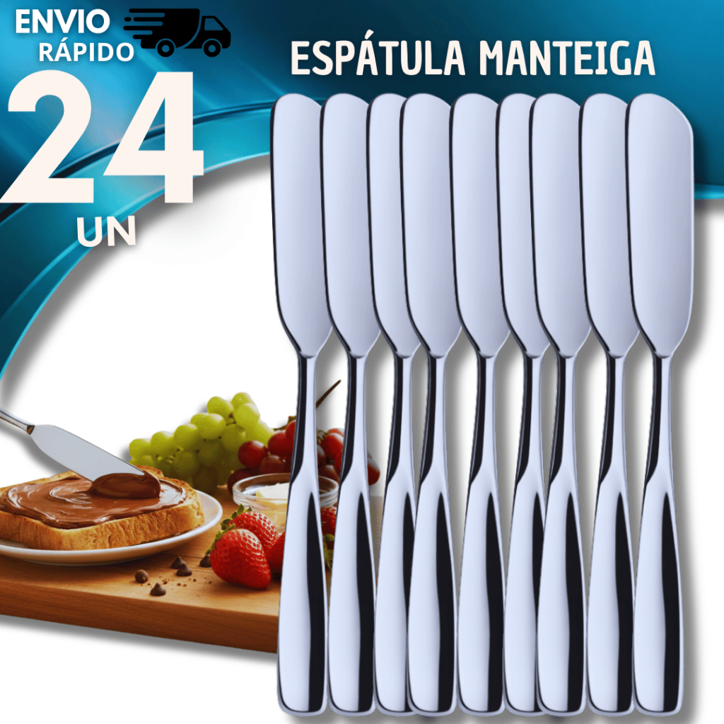 Jogo 24 Espátula  Aço Inox Para Manteiga Patê Geleia Margarina Cozinha Lanchonete Espátulas em Oferta na Shopee