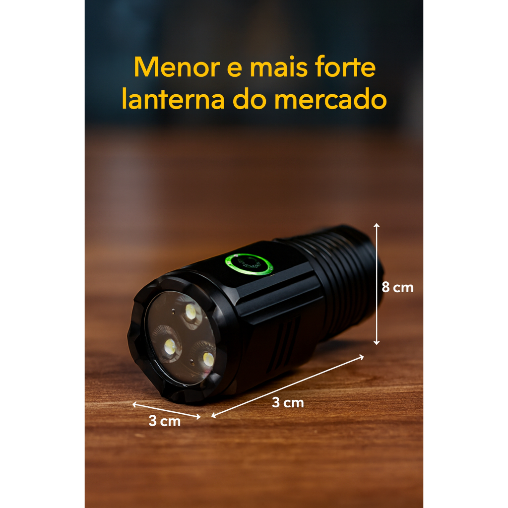 Mini Lanterna LED Recarregável Usb-c – Super Potente Ímã, 4 Modos de Iluminação, Compacta, Leve