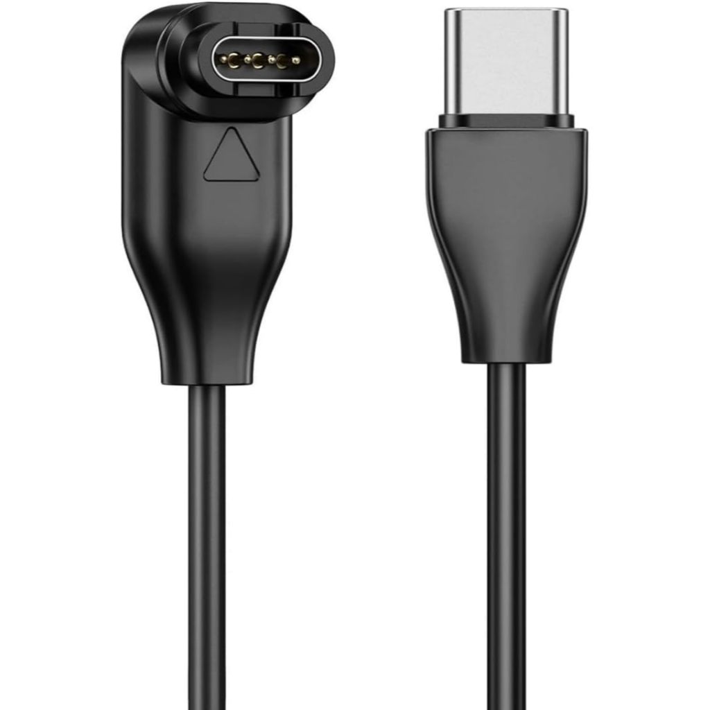 Cabo USB-C Carregador Para Garmin - 1m, Anti-Torção, Compatível c/Fenix, Forerunner, etc. (4 PINOS)
