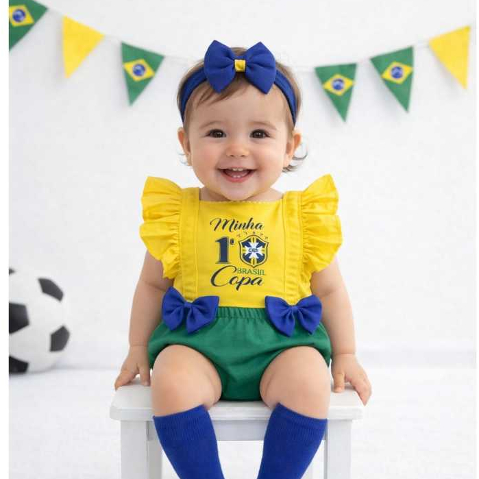 Romper brasil minha primeira copa romper temático mesversario