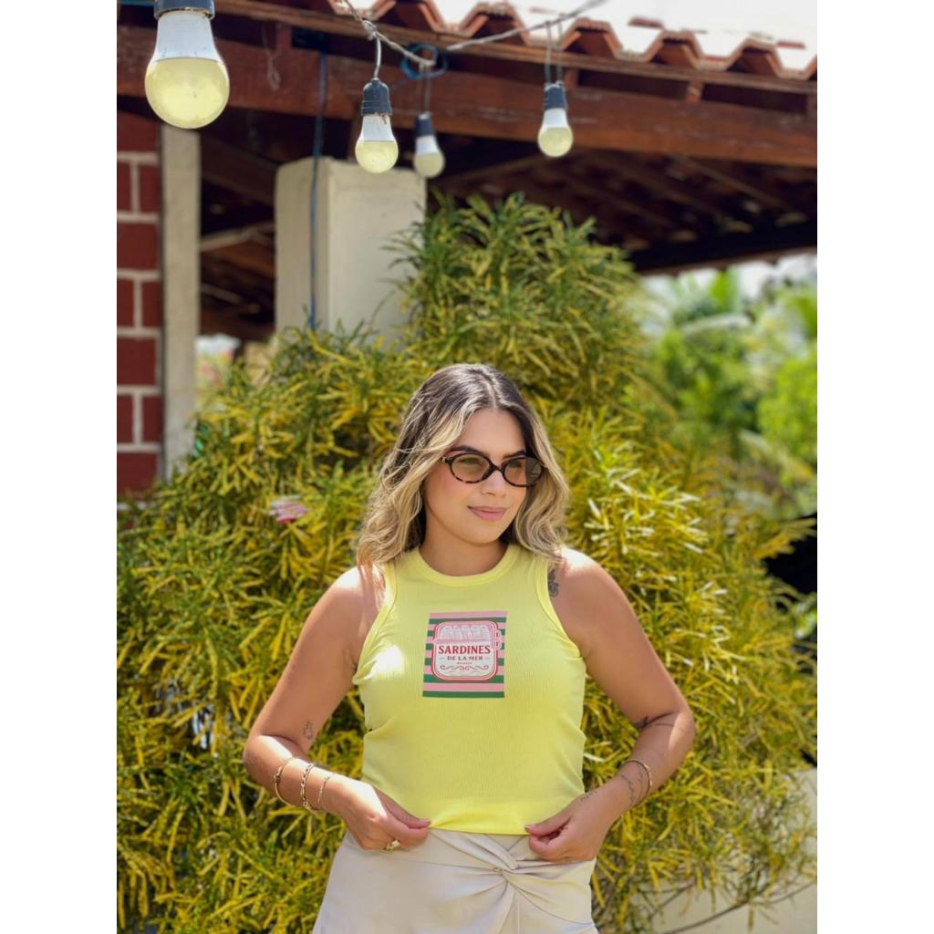 Regata feminina Farm estampada canelada tendencia