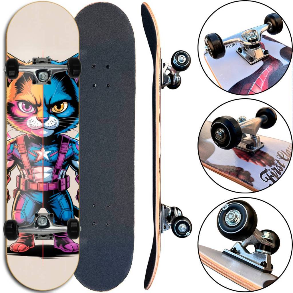 Skate Iniciante Completo Rolamento Abec 5 para crianças e adultos Ate 80kg