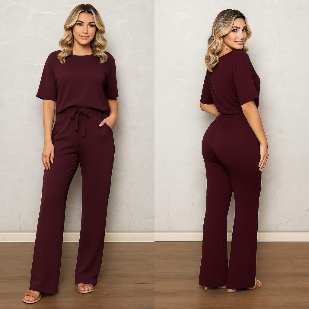 Look Completo moletinho Feminino Conjunto Blusa e Calça Moda Estiloso Roupa Confortável C/Elastico