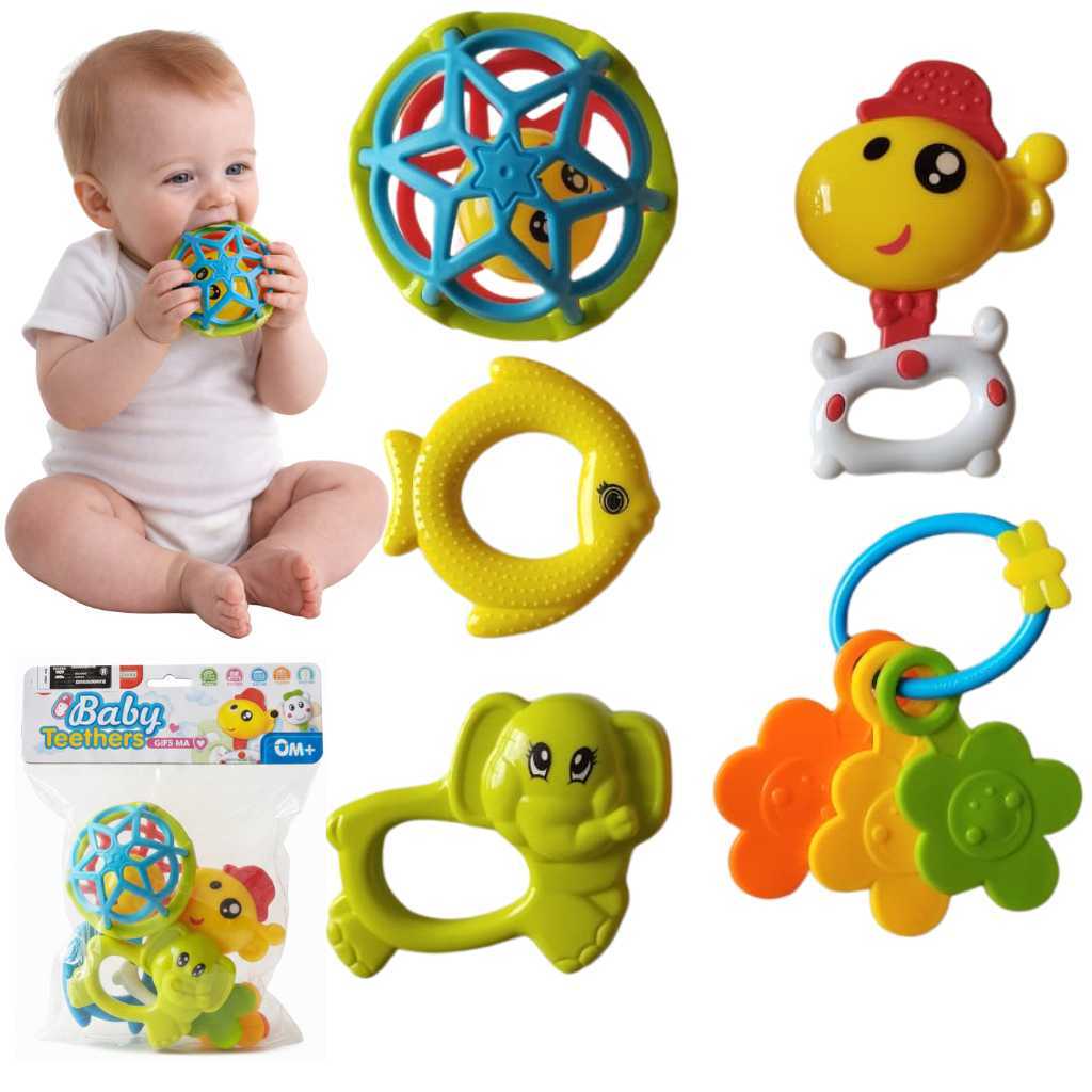 Kit Brinquedos Bebê Mordedor Silicone Chocalho Brinquedo Sensorial Meninos e Meninas em Oferta na Shopee