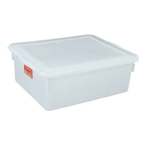 Kit 5 Caixas Biopratika 16,5 Litros Com Tampa - Pleion Branco Resistente Multiuso 0540