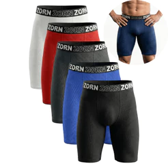 Kit 05 Cuecas Boxer ZORN Box Comprida Long Leg BK Masculinas Microfibra