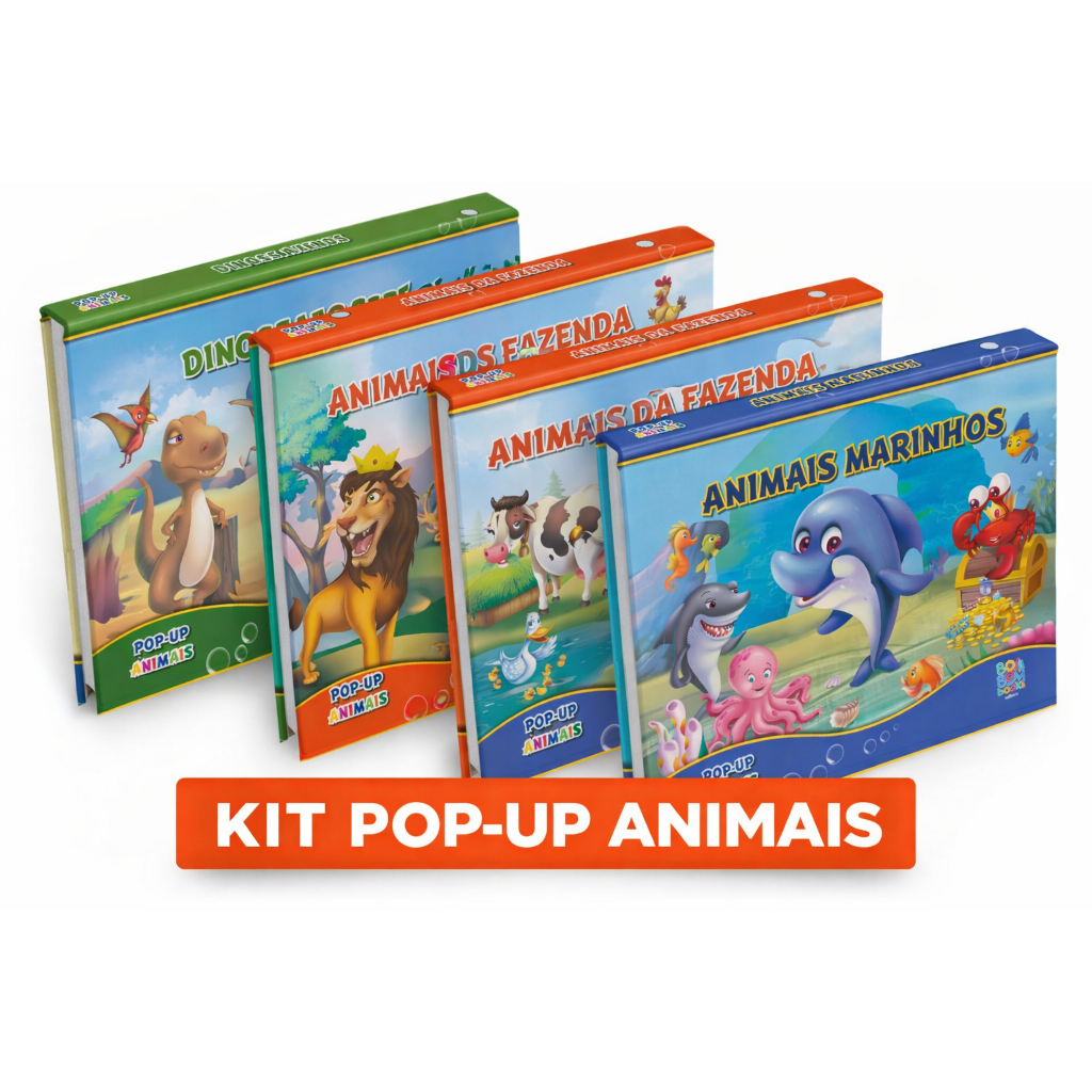 Kit 4 Livros infantis 3D Interativo Livro Pop Up - Capa Dura
