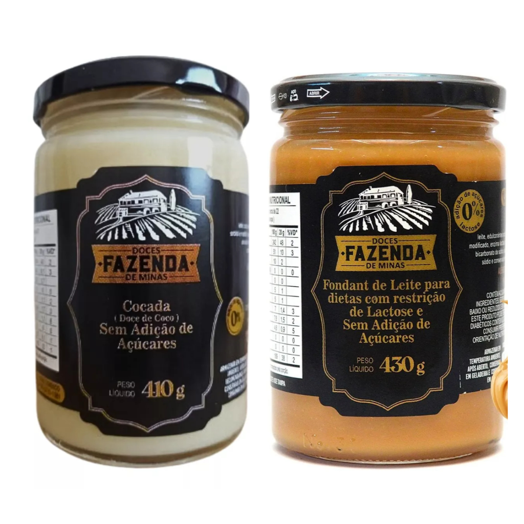 Kit Cocada Zero Açúcar e Doce de Leite Zero Açúcar e Zero Lactose
