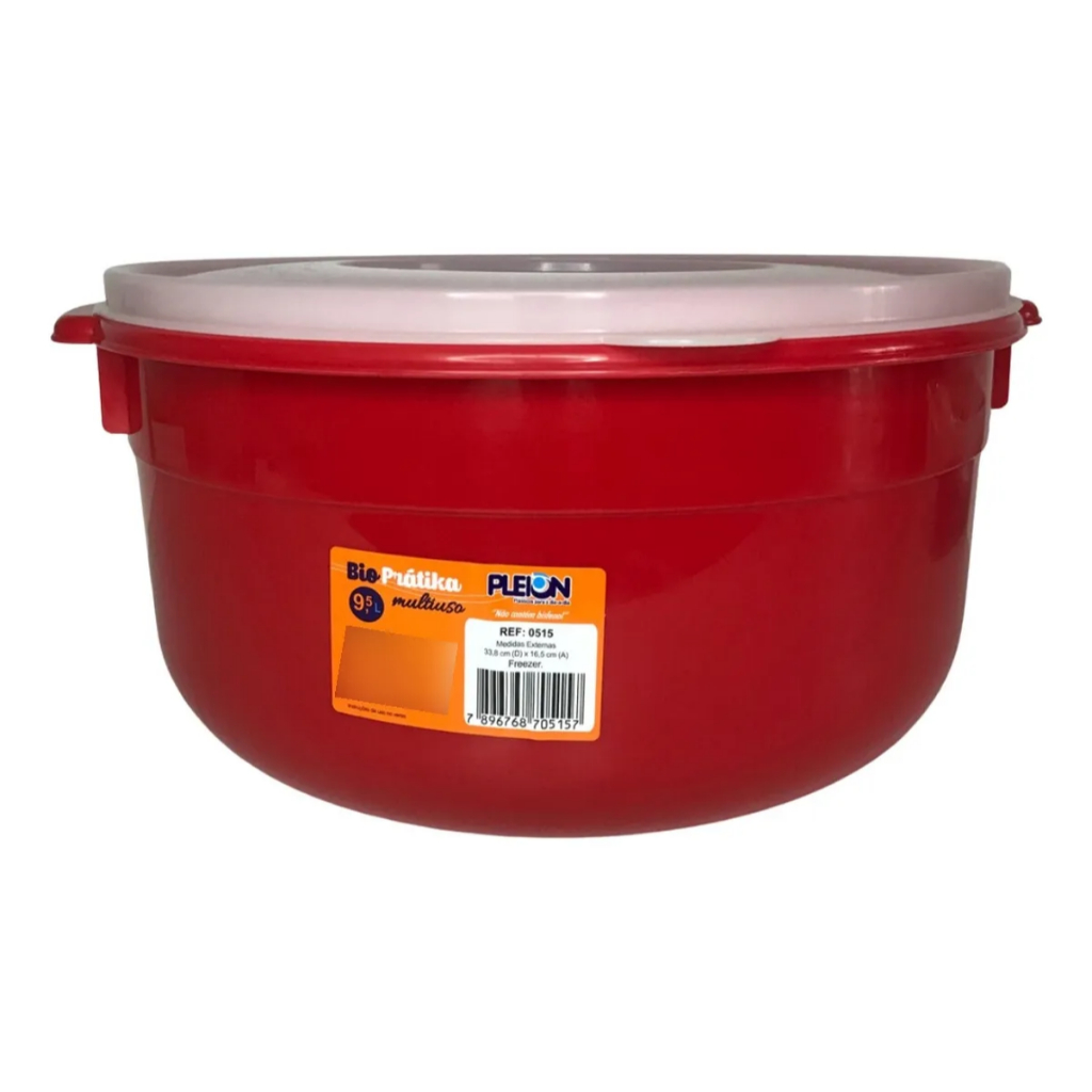 Pote Biopratiko Multiuso C/tampa Pleion 9,5l 0515 vermelho Resistente