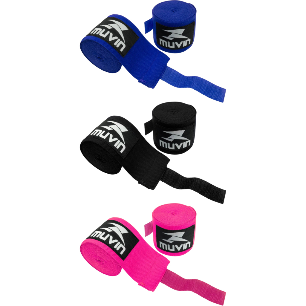 Bandagem Elástica Muvin 3m BDG-300 5cm Com Alça Polegar e Velcro Boxe Muay Thai Karate Kickboxing
