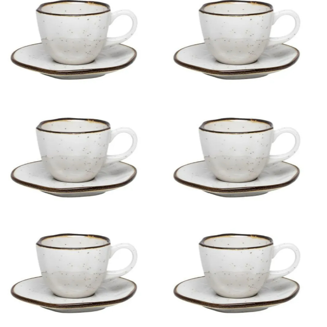 Jogo de 6 Xícaras Pequenas 75ml Com pires Ryo Maresia em Oferta na Shopee