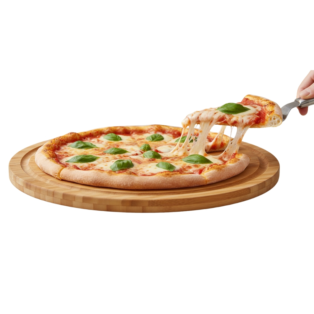Tabua para Cortar Carnes ou Servir Pizza - 30cm - Tábua de Corte e Frios Redonda - Churrasco - Cozinha - PANAMI