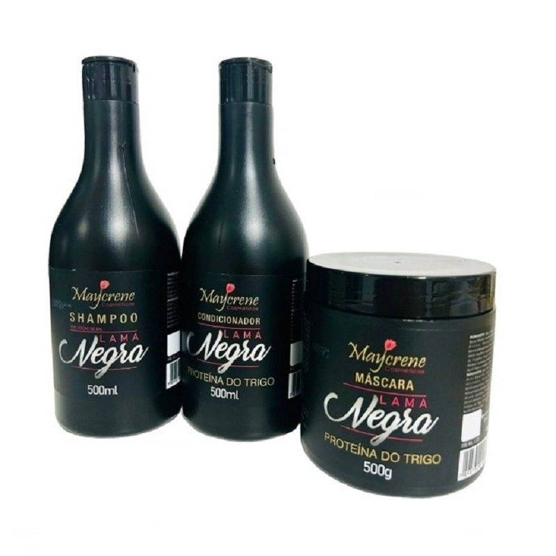 Kit Lama Negra Ativador de Tons Escuros Shamp + Cond + Másc Maycrene - Pronta Entrega