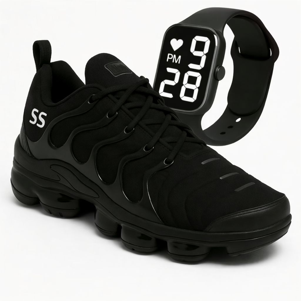 Tenis Masculino Casual Urbano Estiloso de Solado Confortável Super Macio Leve Na Moda Barato Lançamento + Relogio Rapido