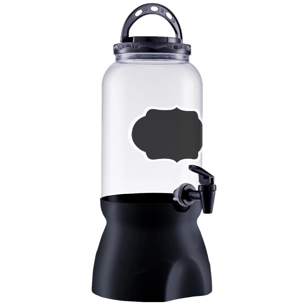 Suqueira 3,6L Preta com Torneira e Lousa Dispenser de Bebidas para Festas e Eventos