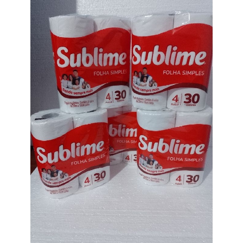 papel higiênico sublime folha simples kit com 5 pacotes  com 4 rolos vc cada