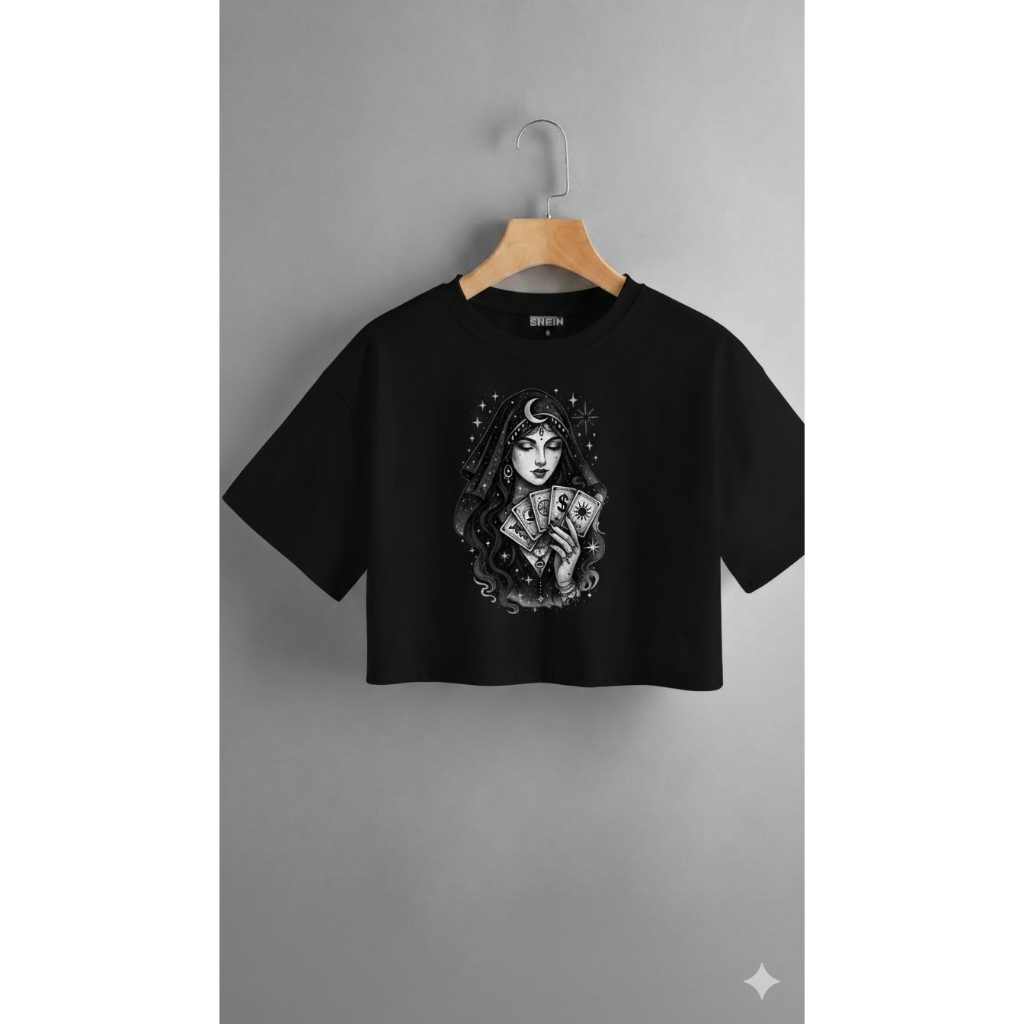 Cropped Oversized Feminino Estampa de cigana 100% Algodão Cropped Oversized 100% Algodão