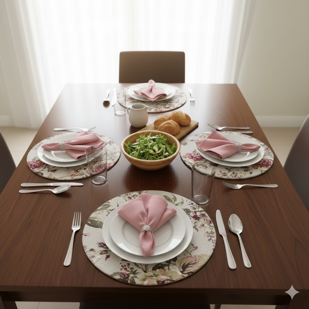 Jogo Souplat 6 capas de souplat + 6 guardanapos + 6 argolinhas em Oferta na Shopee