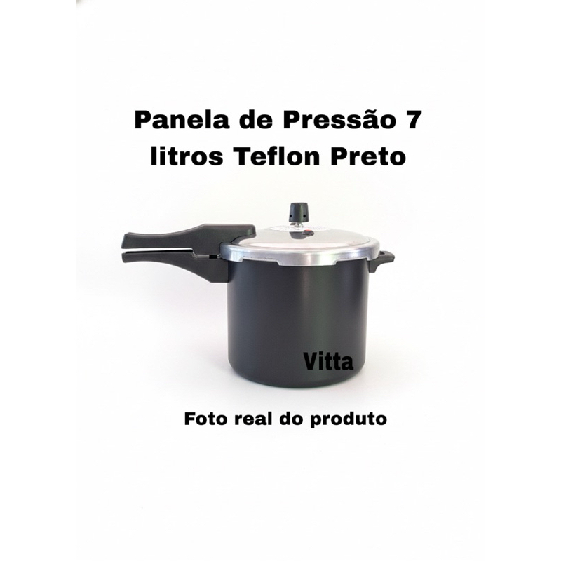 PANELA DE PRESSÃO 7 LITROS - FECHAMENTO EXTERNO - TEFLON PRETO